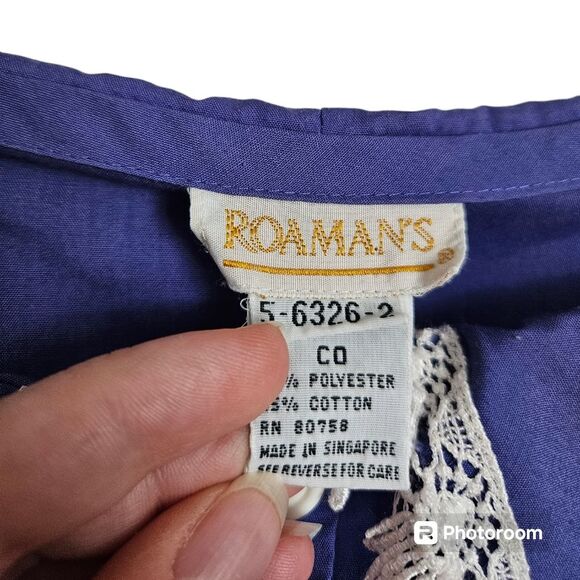 Vintage 80s 90s Cottagecore Purple White Decorative Collar Cold Shoulder Dress - Picture 5 of 7